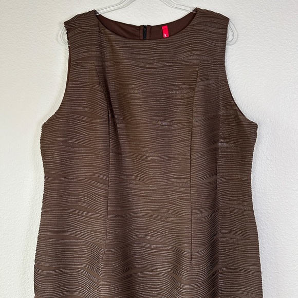 IC by Connie K plus size 3X sheath midi dress brown metallic textured sleeveless - Picture 2 of 12